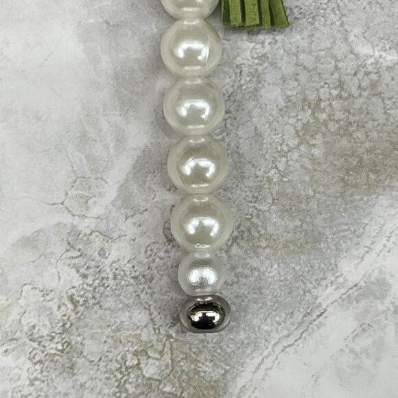 PLANT LADY Bag Charm Keychain Multi MONSTERA Pendant Suede Tassel Faux Pearls - Picture 17 of 17